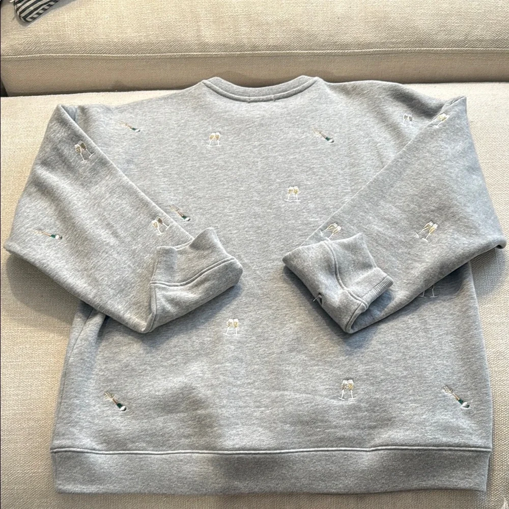 Rails Grey Varsity Cheers Embroidered Champagne Graphic Sweatshirt size M - Picture 4 of 9